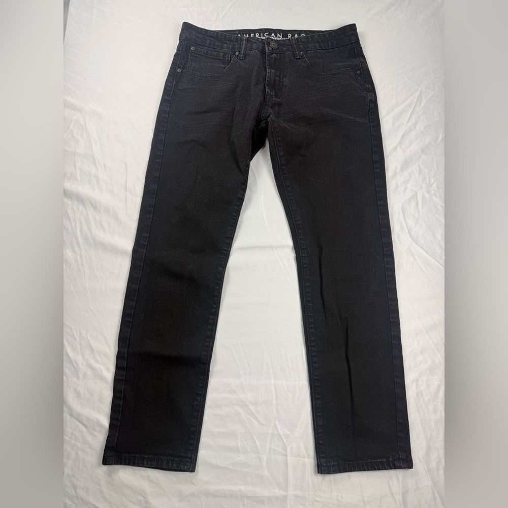 American Rag Slim Fit Jeans Black Stretch Denim W30 L30 Mens Dark Wash‎ Pants